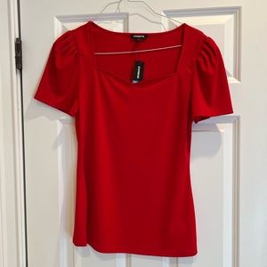 Express red short sleeve top size large